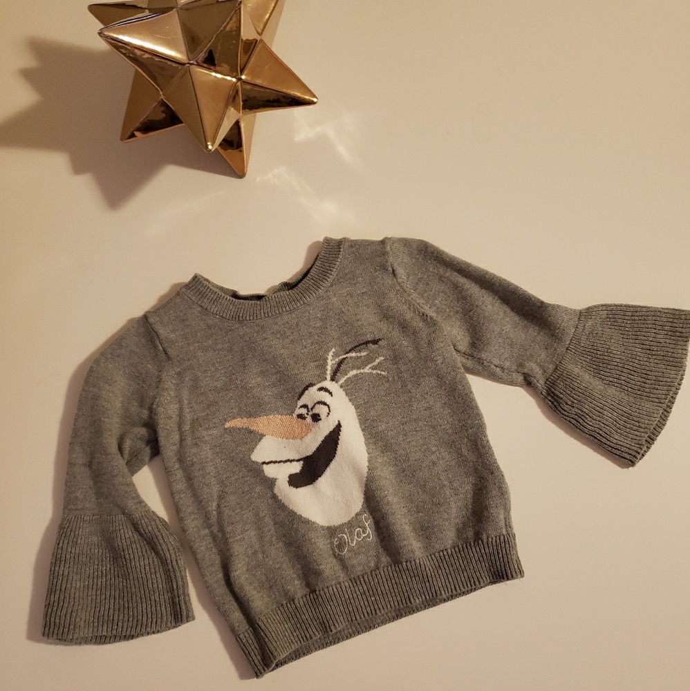 DISNEY BABY GAP Olaf bell sleeve sweater.12 to 18m
